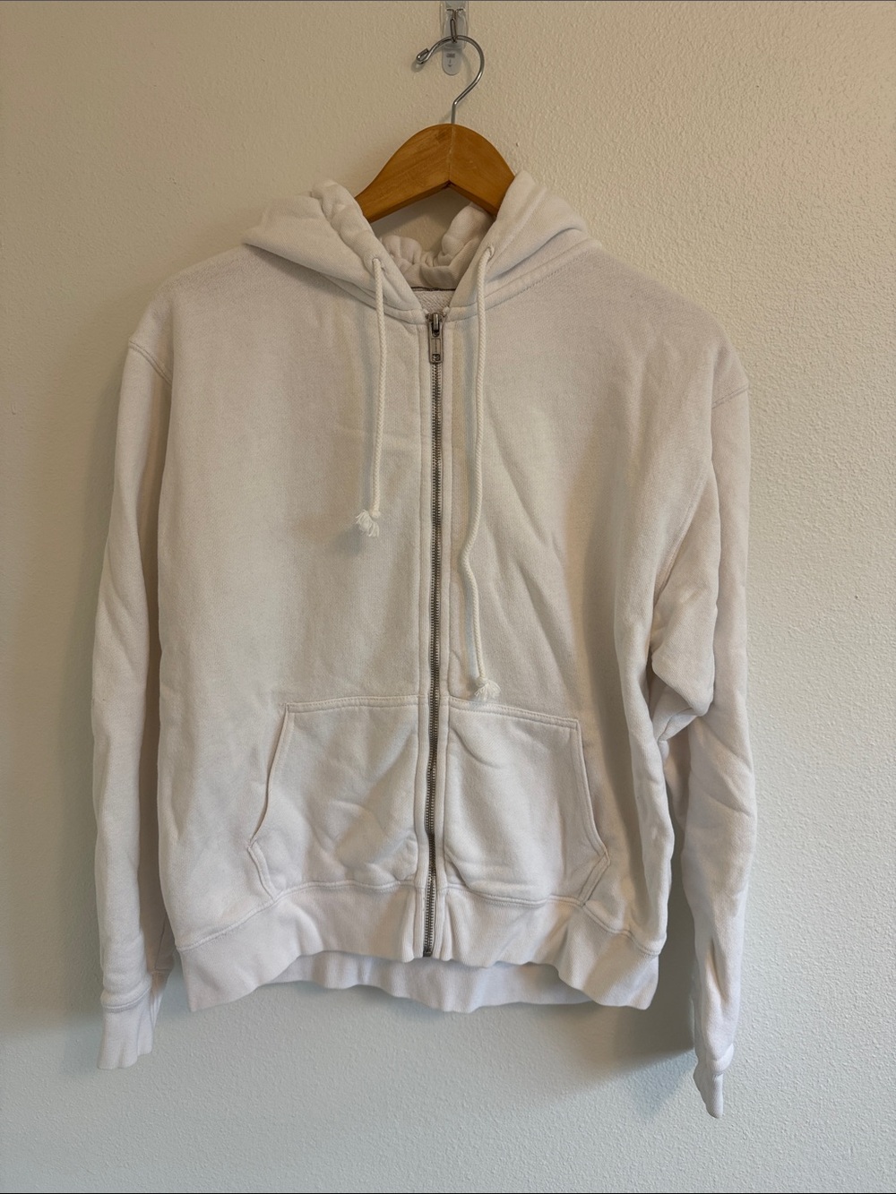 Brandy Melville White Zip-Up Hoodie